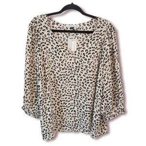 Lifestyle Attitude Women's Long Sleeve Leopard Blouse 1XL